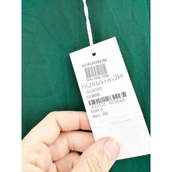 Reformation Ledger Chiffon Sleeveless Slit Midi Dress in Sycamore Green Sz 6 NWT - Picture 4 of 6